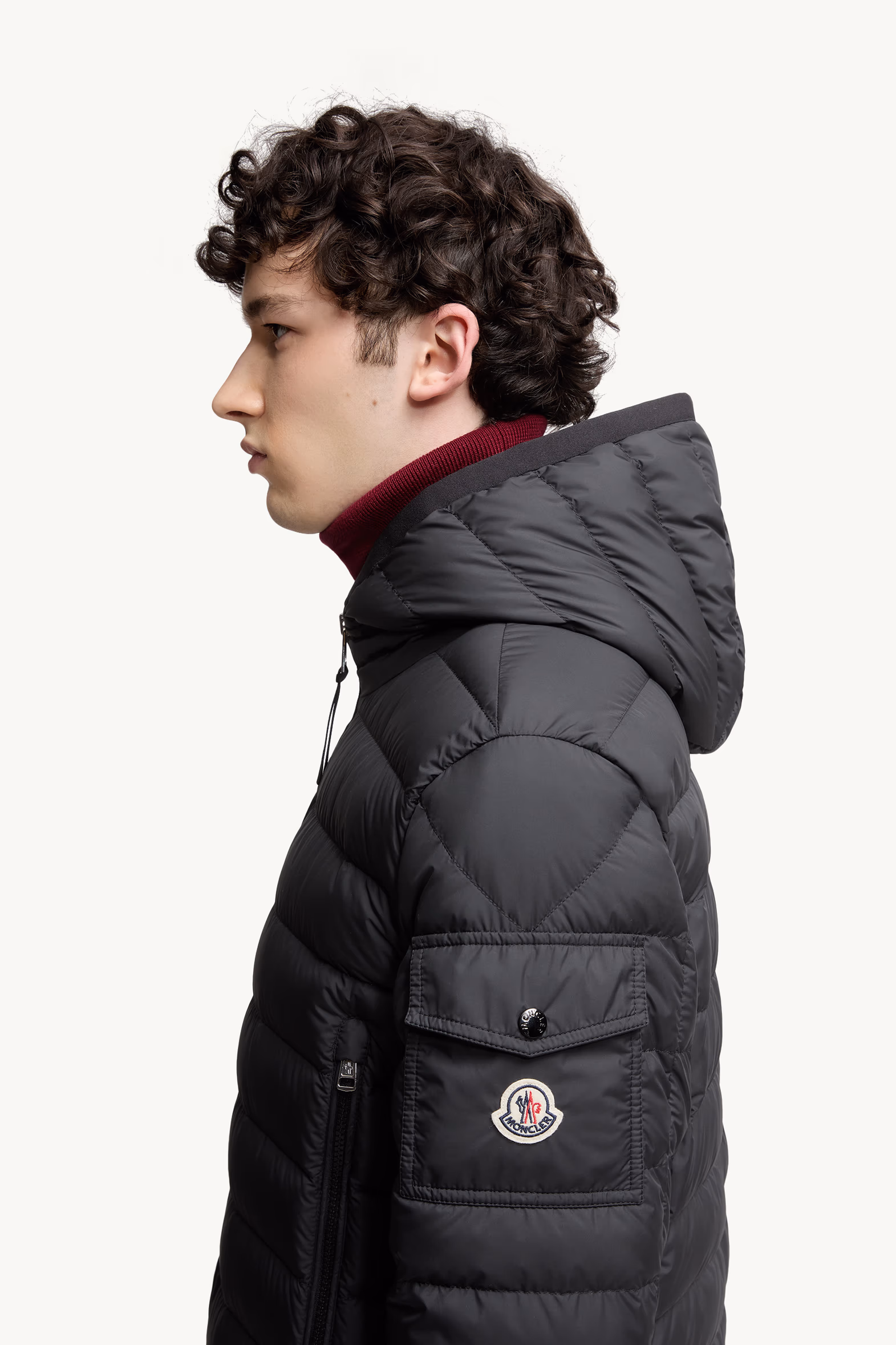 Galion Hooded Short Down Jacket Men Black Moncler 4